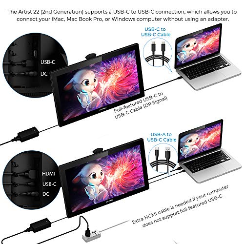 Image of Drawing Tablet with Screen XPPen Artist 22 2nd Computer Graphics Tablet 122% sRGB with Tilt Function Battery-Free Stylus Adjustable Stand, 21.5inch Pen Display Compatible with Windows PC, Mac, Linux