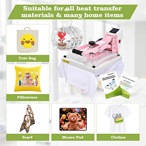 O Bosstop Upgrade Clamshell Heat Press 15X15,Diy Digital Industrial-Quality Sublimation Heat Press Machine For T- Shirt Printing,Rhinestone Htv Vinyl Heat Press For Home Use,Businessman(Ce/Rohs,Pink) #TOP5