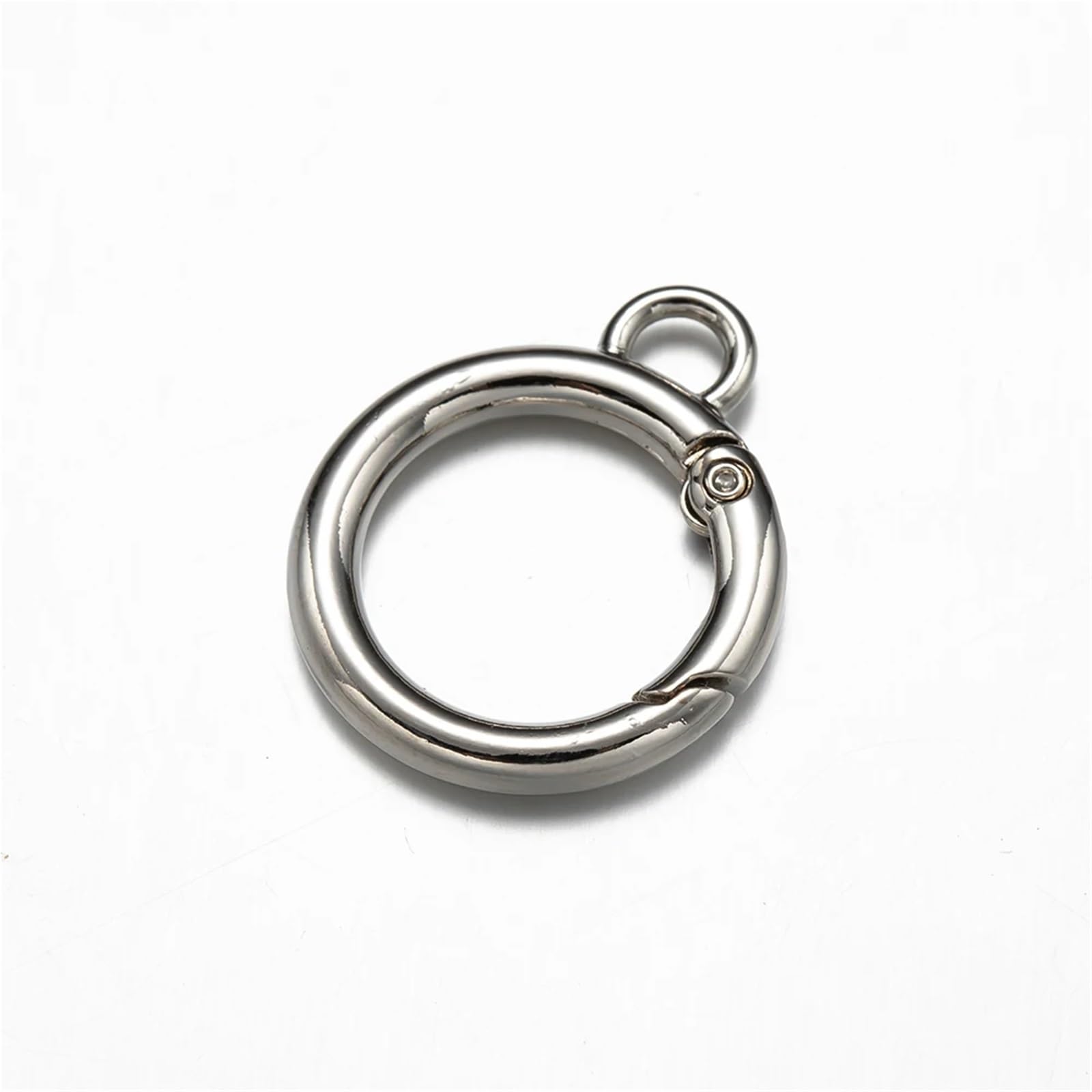 20pcs/Lot Metal O Ring Spring Clasps Round Carabiner Keychain Bag Clips Hook Chain Buckles Connector for DIY Jewelry Making Craft for Keyrings,Wallets(Rhodium,19mm)