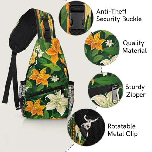 Sling bag unisex con diseño floral para senderismo miniatura 3