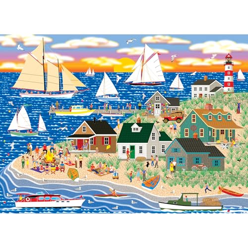 Image of RoseArt - Home Country - Beach Bonfire Gathering - 1000 Piece Jigsaw Puzzle for Adults