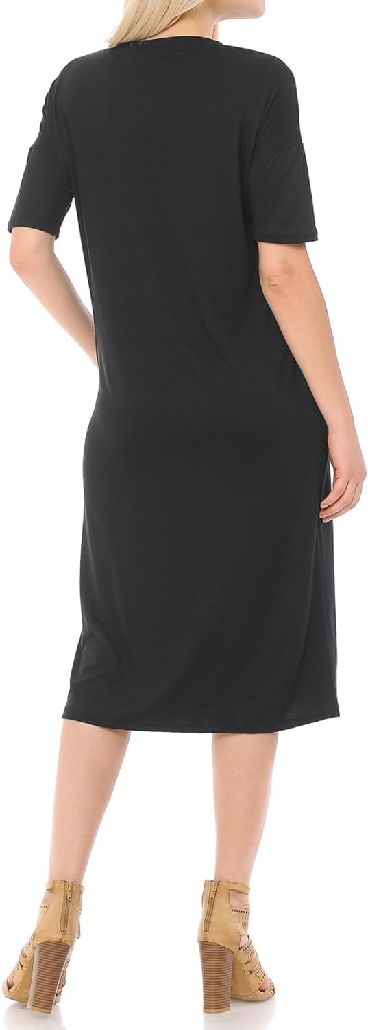 iconic luxe Women's Midi Dress with Half-Sleeve and Pockets - Image 4