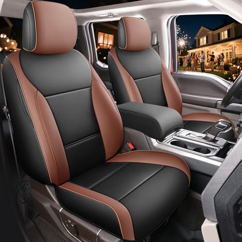 Image of Red Rain Leather Car Seat Covers for 2015-2025 Ford F150 SuperCrew /CrewCab