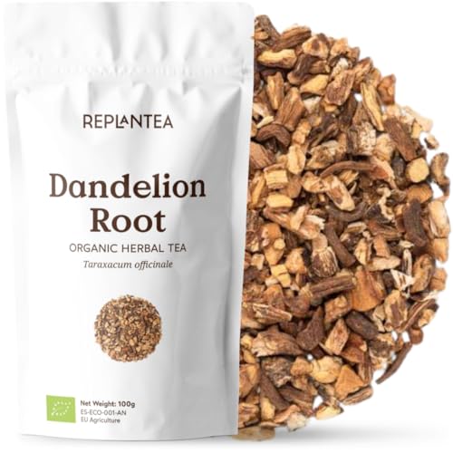 Dandelion Root Tea Organic 100g (50 Cups) | 100% Pure Dandelion Root Dried Cut and Sifted for Tea or Infusion | Taraxacum officinale REPLANTEA