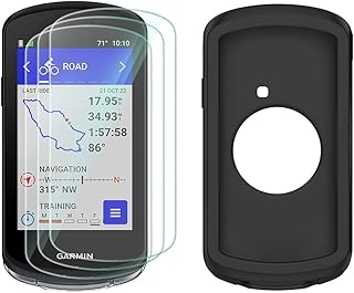 Screen Protector for Garmin Edge 1040/1040 Solar Gps (3+1pack) and Silicone Case Cover,Tempered Glass Film Anti-Scratch High Definition Full Coverage