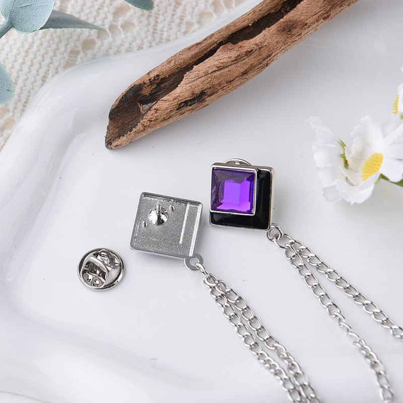 Image of Gem Brooch Pins Hanging Chain Lapel Pin for Men Suits Shirt Collar Brooch Square Crystal Brooch Pin Rhinestone Lapel Pins for Men Tassel Chain Brooch Collar Pins Business Suit Shirt Accessories