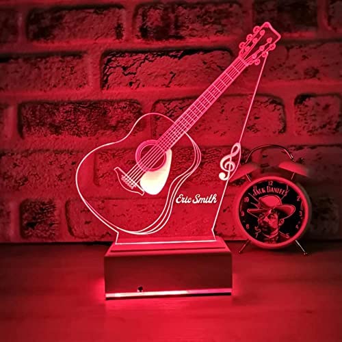 WEHATKE 3D Guitar Acrylic LED Night Lamp for Music Love Friend for Birthday Gift Color Changing Light with Remote Control (Multicolor with Remote) 2