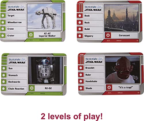 Mattel Games PICTIONARY AIR STAR WARS Family Drawing Game, Lightpen, 112 Double-Sided Clue Cards, Hands-Free Phone Stand - Image 4