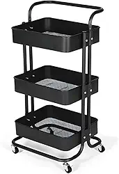 Carrinho Organizador Aço Multiuso 3 Prateleiras Manicure, Alira Home (Preto)