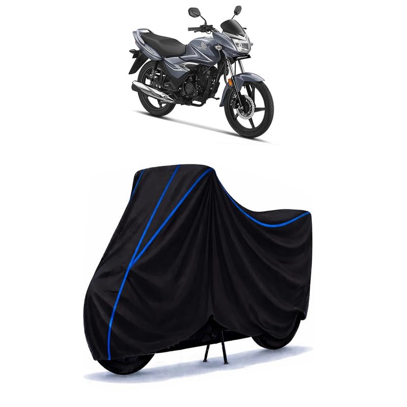 Image of Shine Disc Bike Cover Water Resistant Universal Motorcycle Rain | Heavy Duty UV Protection, Dust, Scratch Indoor Outdoor All Weather with Black Blue Piping Elastic