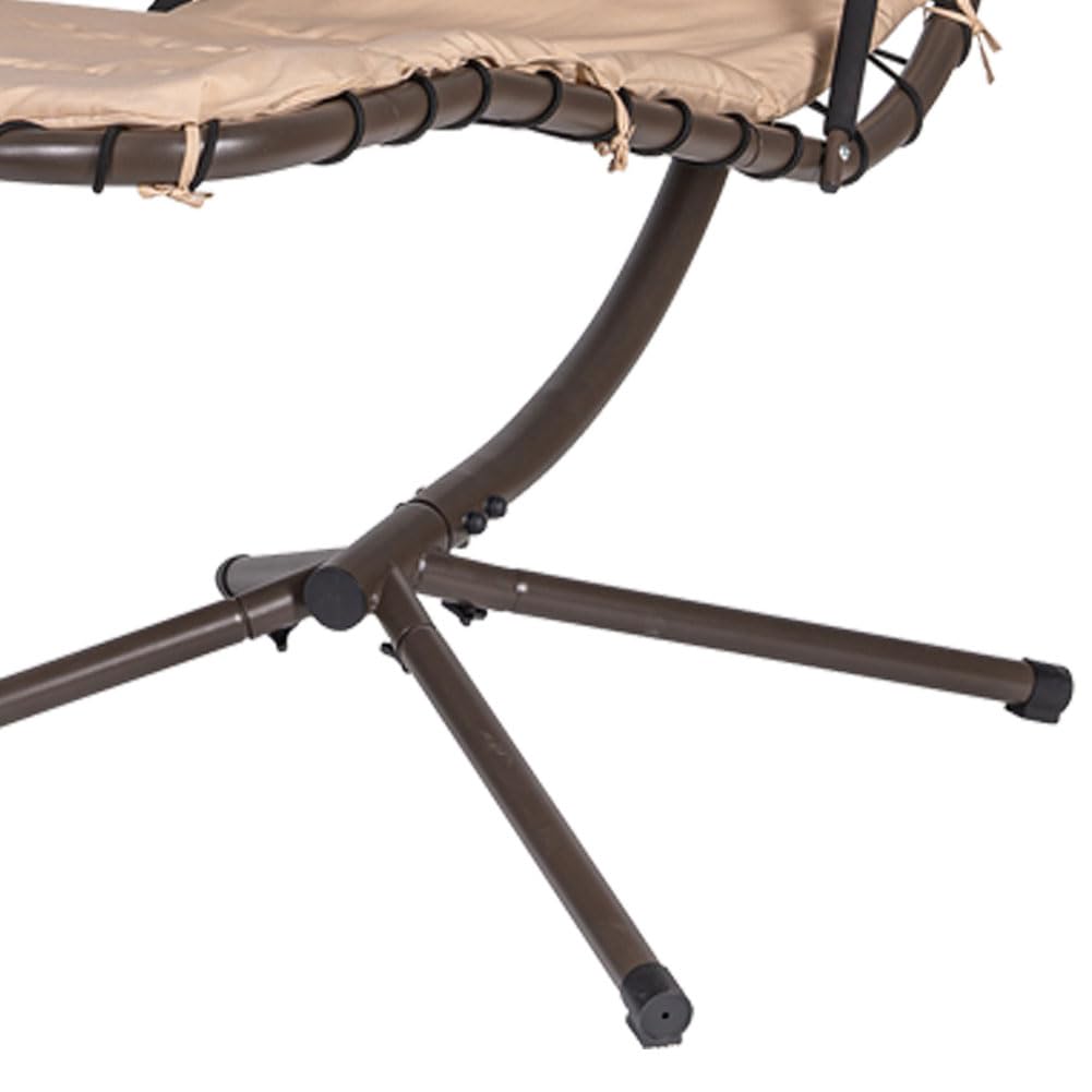 BAKAJI Dondolo Amaca Lettino Sospeso Da Giardino Con Pensile Parasole e Cuscino Relax Lounge Bed Patio Struttura Acciaio Verniciato e Cuscini Imbottiti Design Moderno (Beige)