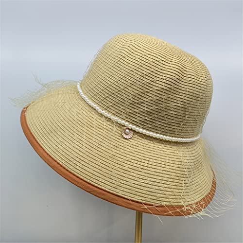 Chapeau de soleil en perle et mesh élégant pour femme taille 56-58cm