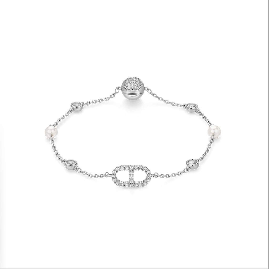 Bracelet Static style bracelet female fashion 14K gold plated artificial pearl bracelet full of zirconium magnetic buckle artificial zircon bracelet Sterling silver bracelet