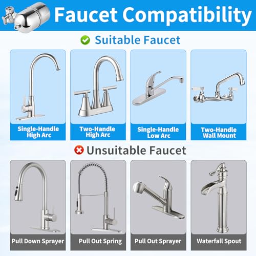 Image of WINGSOL Stainless Steel Water Filter for Sink Faucet, NSF /ANSI 42&53, 360 Rotating Tap Purifier Reduce PFAS, Lead, Chlorine & Microplastics, 350 Gallons Long-Lasting Reinforced Housing Built-to-Last