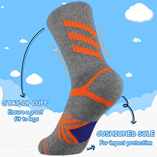 Comfoex Boys Crew Socks Athletic Long Cotton Socks For Kids Half Cushioned Calf Sports Socks 6 Pairs3