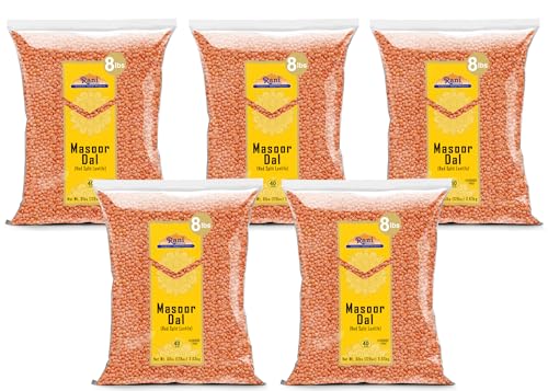 Image of Rani Masoor Dal (Indian Red Lentils) Split Gram 128oz (8lbs) 3.63kg x Pack of 5 (Total 40lbs) Bulk ~ All Natural | Gluten Friendly | NON-GMO | Kosher | Vegan | Indian Origin