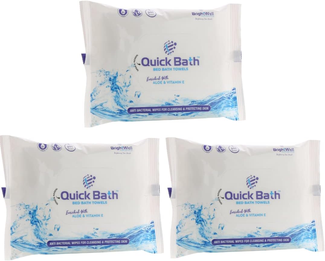 QUICK BATH Body Cleansing Wet Bed Bath Wipes for Adults & Patients | Extra Large, Thick Wipes 30 Wipes (10 Wipes/Pack) | Aloe Vera & Vitamin E | Body Sponging, Antiseptic wipes