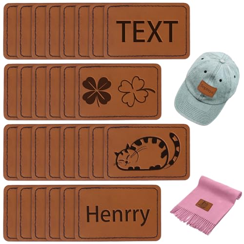 Dinikally 10 Pcs Personalized Leather Tags - Rectangular Hat Patches with Adhesive Backing - Customizable for Hats, Towels, and More