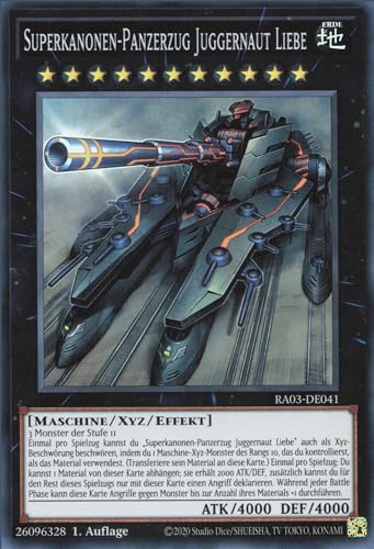 Superkanonen-Panzerzug Juggernaut Liebe (V.1) RA03-DE041 Super Rare Deutsch Boosterfrisch 1. Auflage - Quarter Century Bonanza - mit ReCollectibles-Versandschutz - für Yu-Gi-Oh!