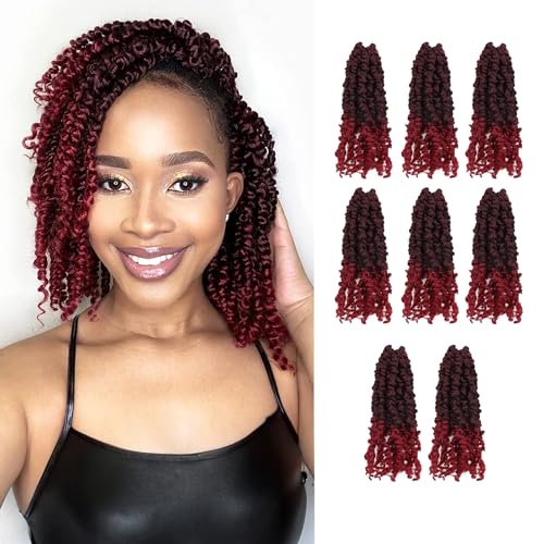 Miss Sula Passion Twist Hair-Pre-twisted Passion Twists,Pre-Looped Crochet Braids Made Of Bohemian Hair Synthetic Braiding Hair Extensions (8 Inch(Pack of 8), TBUG)