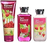 Bath & Body Works Sun Ripened Raspberry Body Cream, Shower Gel and Body Lotion Gift Set
