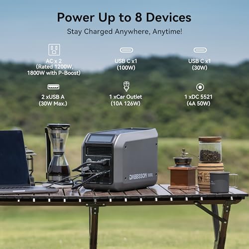 Image of Dabbsson Solar Generator 1000L with Charger S, 1008Wh Semi-Solid LiFePO4, 560W Alternator Charger, 1200W AC Output, 1600W Power Boost, 1.3X Longer Runtime, 0-80% in 50 Min, for Home Backup /Camping /RV