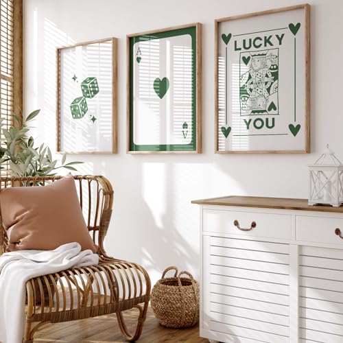 Lucky You Wall Art Queen of Hearts Prints Green Ace
