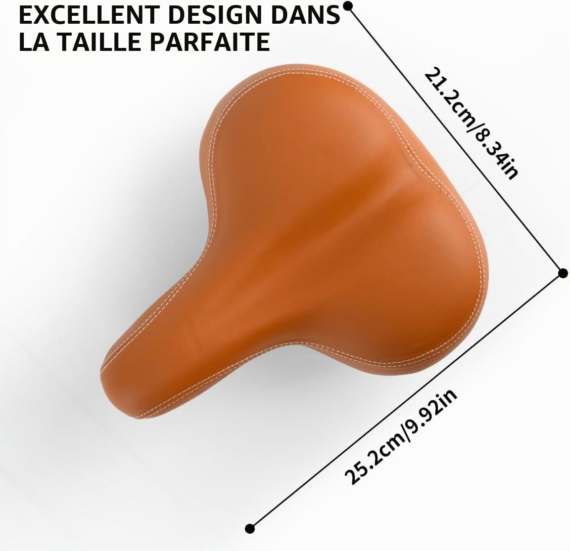 Selle de vélo extra large, confortable, résistante aux chocs, ergonomique, marron, convient pour vélo de ville, VTT, vélo électrique, homme et femme