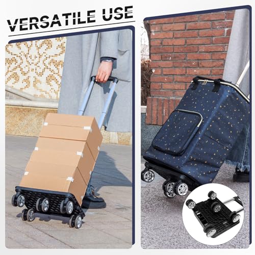 Collapsible Rolling Shopping Cart with Insulated Bag for Groceries and Laundry