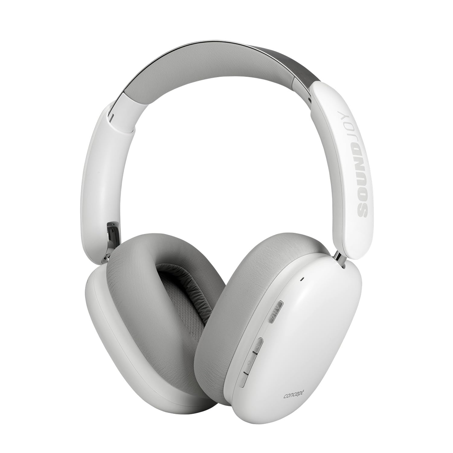 Auriculares inalámbricos SoundJoy HS4060/HS4061 Concept Bluetooth 5.4 con ANC hasta 33 dB 70 h de duración de la batería carga rápida modo transparente USB-C micrófono ENC 3,5 mm estuche AUX (blanco)