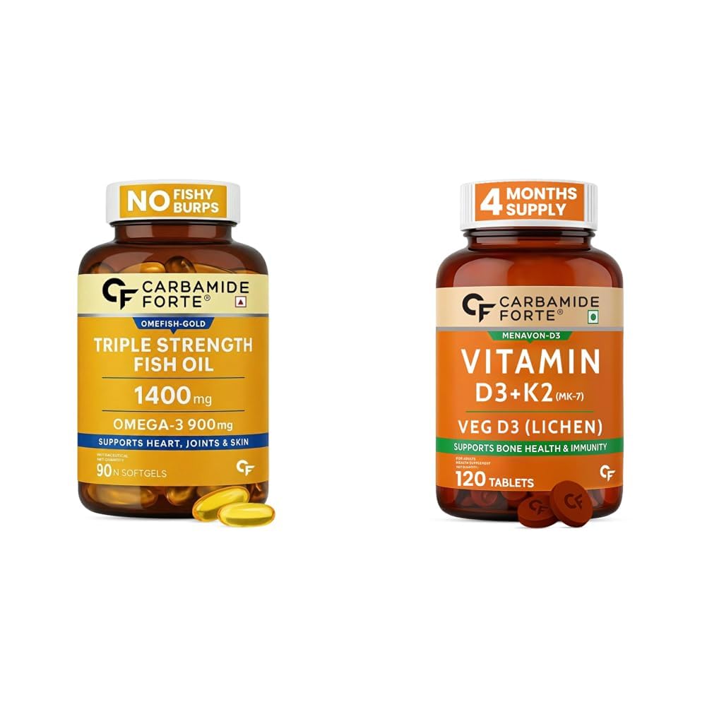 Carbamide Forte Triple Strength Omega 3 Fish Oil Capsules 1400mg | Omega 3 Supplement | Omega3 Fatty Acid Supplement To Support Heart, Joints & Skin - 1400mg | 90 Softgel Capsules & Vitamin D Tablets-picture-28
