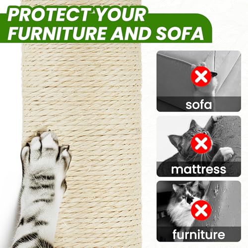 55 Inch Large Cat Tree Tower for Indoor Cats with Hammock Green Leaves Sisal Scratching Post, Plush Hang Ball Play Furniture for Kittens & Adult Cats, Green - Image 3