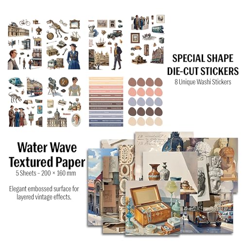 Image of The AutoStory Art Gallery Scrapbook Kit A6 Junk Journal Classic Painting Stickers Masterpiece Decorative Papers Washi Tape DIY Craft Sketchbook Diary Supplies Teens (Museum Memories, Brown)