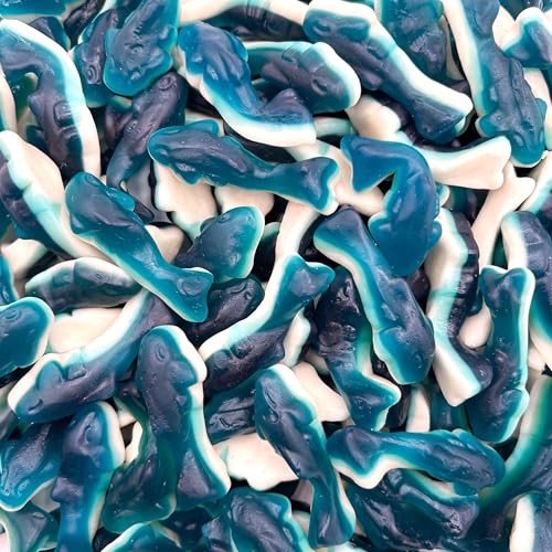 Blue Sharks Gummy Candy | 1 Pound Bag | Blue Raspberry and Marshmallow Flavor