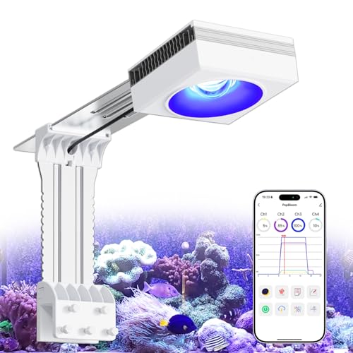 PopBloom RL90 WiFi LED Aquarium Light, Reef Aquarium Lighting Full Spectrum for Marine SPS LPS Corals Saltwater Fish Tanks, APP Fully Programmable (RL90 with Arm Kit)