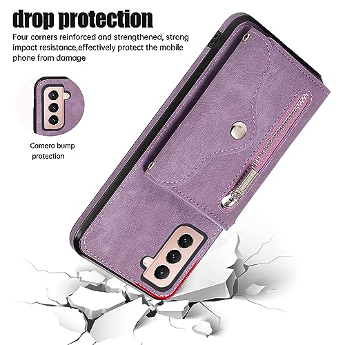Housse cuir Samsung S21 Plus avec porte-carte de crédit et support vidéo de visionnage horizontal