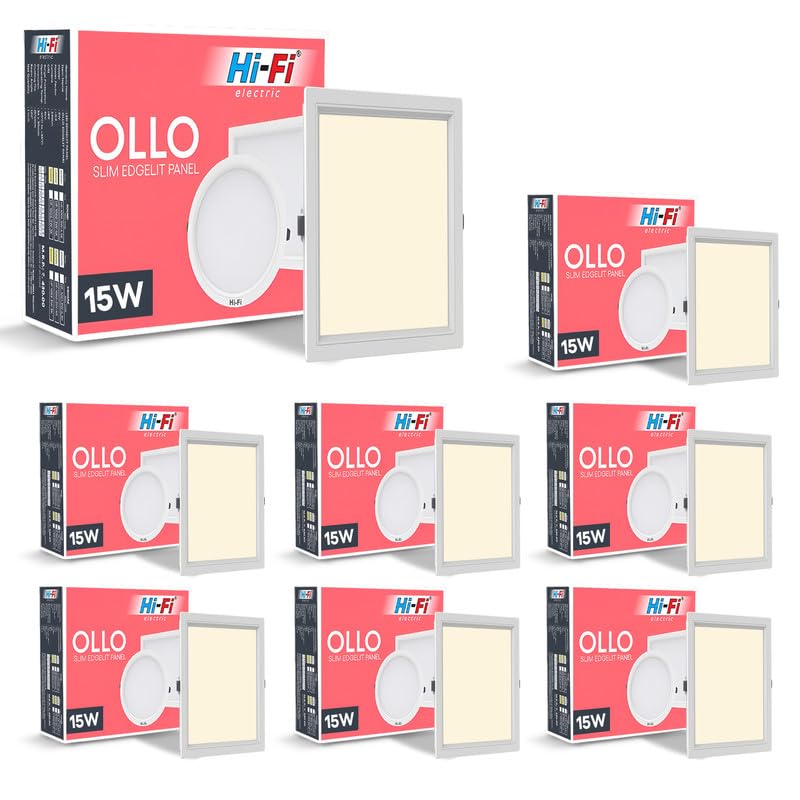 Image of Hi-Fi OLLO 15-watt Square LED Downlighter | LED Ceiling Light for Home and Hall | Cut Out: 68 mm, Color: Warm White Light, (3000K) Pack of 8-Polycarbonate