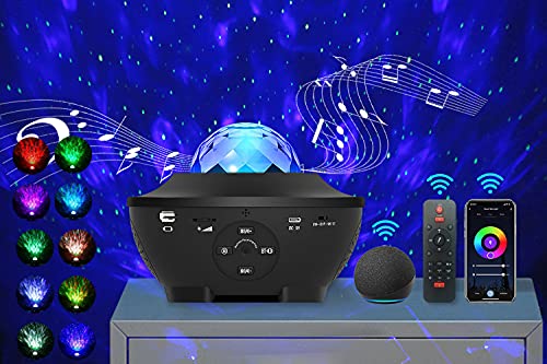 Star Light Projector for Bedroom, Smart Galaxy Projector, Bluetooth Music Speaker Starry Night Light Projector, Ocean Wave Projector with Timer, Sky Ceiling Light Projector Laser Party Stage Lights