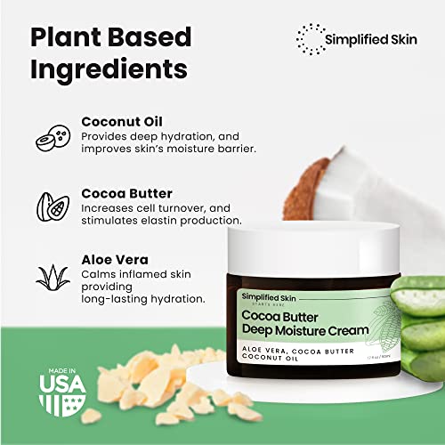 Simplified Skin Anti-Aging Night Cream For Face - Collagen Boost, Fine Lines + Wrinkle. Facial Vitamin C Moisturizer With Cocoa Butter + Organic Rosehip Oil Natural Cream For Women + Men 1.7 Oz #TOP3