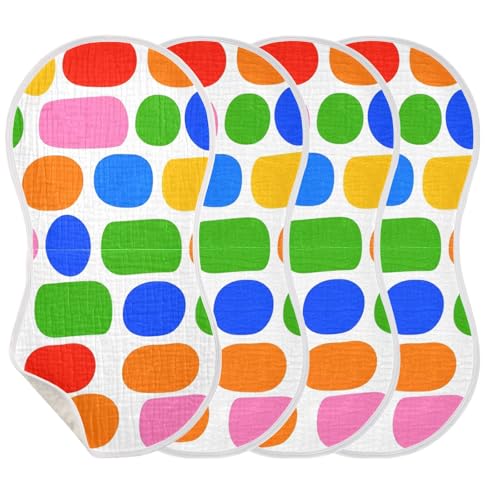 2 Pack Baby Burp Cloths, Soft Absorbent Burping Cloths for Babies, Cotton Milk Spit Up Rags, Large Size for Newborns, Baby Boys and Girls (Geometric Circles)3