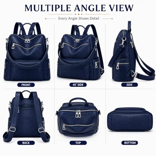 Image of Leather Backpack for Women | Large Capacity | College and Office use | PU Leather | shoulder bag for Ladies,