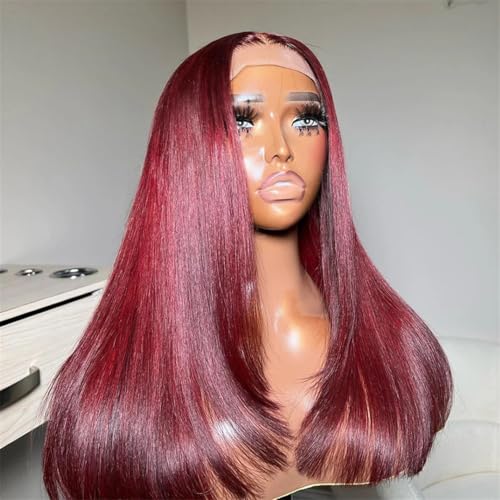 Loose Wave 180% Burgundy perruque 10 pouces en cheveux naturels colorés
