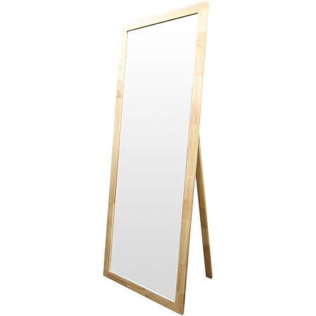 スタンドミラー 全身 木製スタンドミラー ワイドな60cm 飛散防止加工 ミラー (ナチュラル)