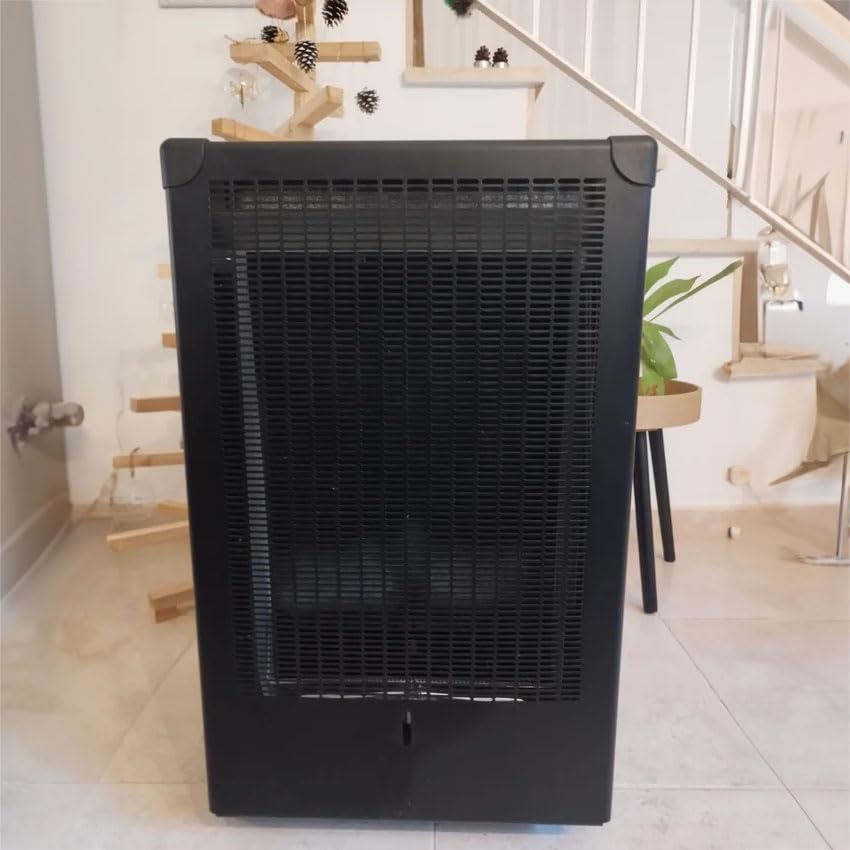 Estufa de gas llama azul, eficiente, portátil, ideal para calentar espacios y uso en exteriores.