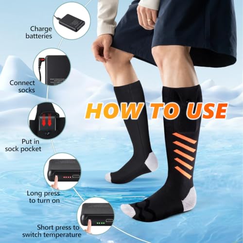 Heated Socks for Men and Women, 2 x 6000mAh Battery Rechargeable Heated Socks, Up to 10 Hours of Warmth, 360° Heating, Washable Electric Socks for Camping, Skiing, Hiking, Fishing and Outdoor Work - image 5
