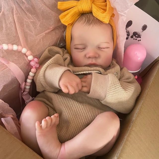 Miniatura 4 de Muñecas de bebé Reborn realistas de 19 pulgadas, linda muñeca de bebé recién nacida durmiendo, niña realista, de silicona suave, muñecas de bebés de