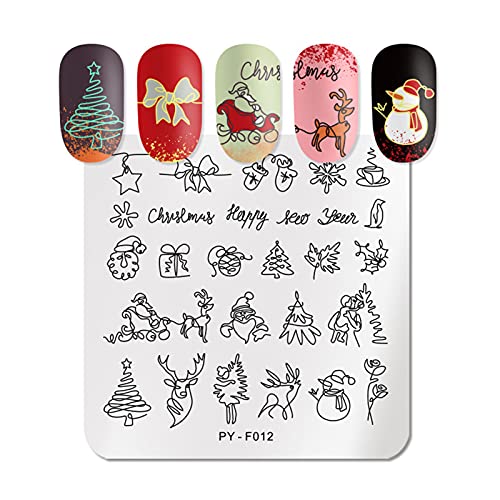 Generic Nail Art Stamping Plates Square Fashion Nail Stamp Plates Diy Image Christmas Template Print Manicure Salon Design Nails Art Tools (Py-F12 Christmas) #TOP8