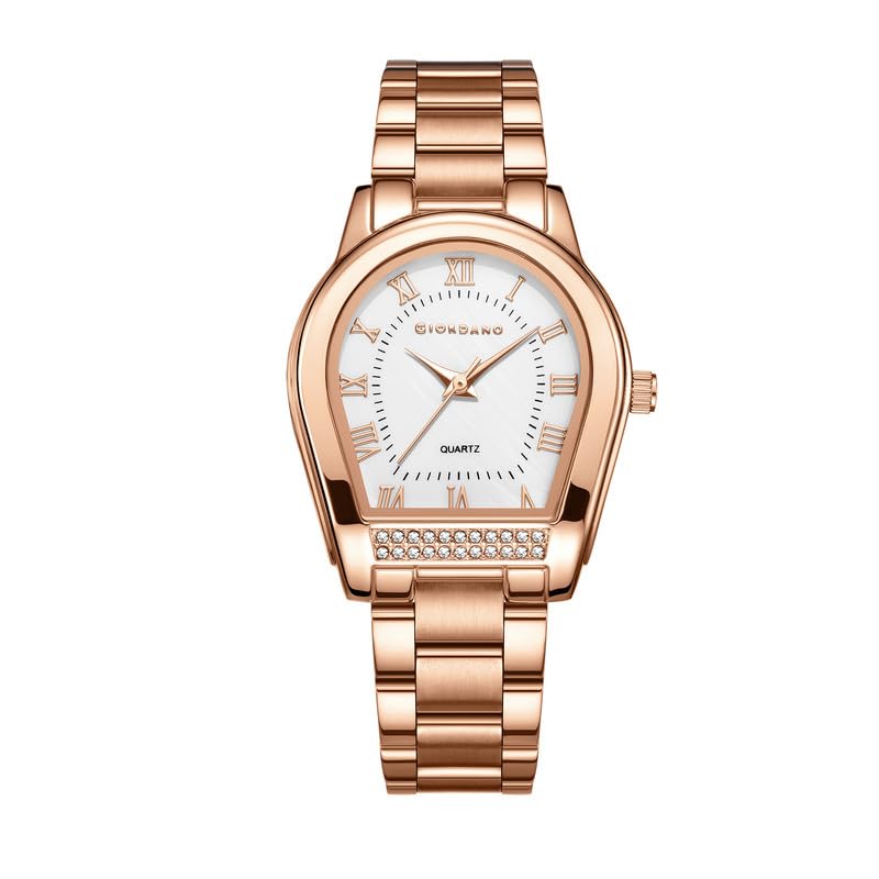 giordano Analog Quartz Watch for Women with Tonneau-Shaped Mother-of-Pearl Dial, Roman Numeral Markers, Crystal Detail and Stainless Steel Strap-picture-30