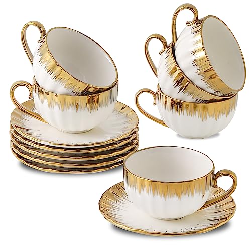 LETAOTAO Cappuccinotassen mit Untertassen, 200 ml, Porzellan,...