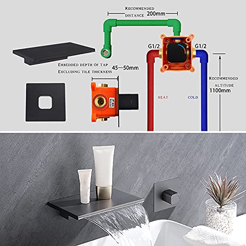 Grifo para lavabo de latón empotrado que elimina salpicaduras en la encimera 7